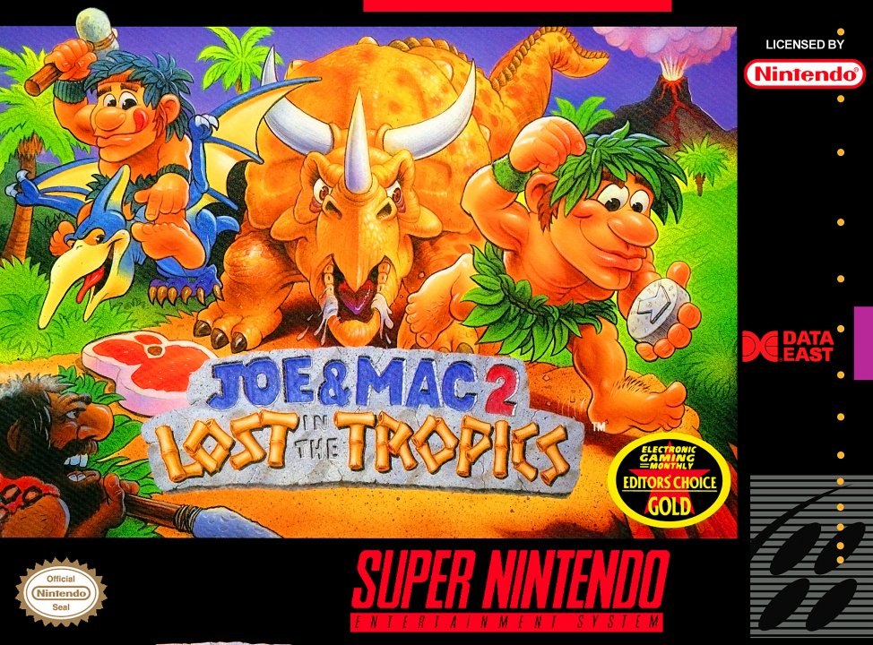 Joe & Mac 2: Lost in the Tropics / Joe & Mac 3: Lost in the Tropics (EU) / Tatakae Genshijin 3: Shuyaku wa Yappari Joe & Mac (JP) (Super Nintendo Entertainment System (SNES))