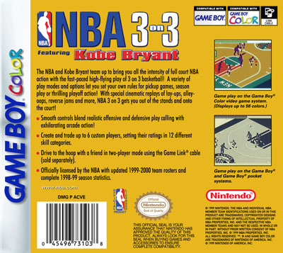NBA 3 on 3 featuring Kobe Bryant (Game Boy Color)